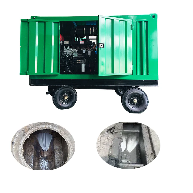 170L 24Mpa Diesel Engine Large Sewer Drain Tube Cleaning High Pressure Water Jetting Machine Hydro Blasting Equipment