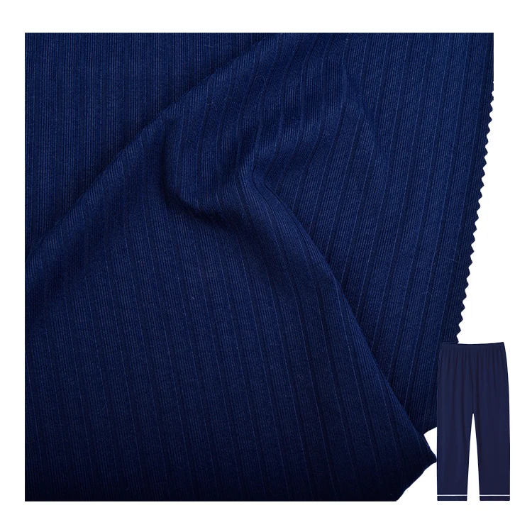 Cheap price soft touch 95 polyester 5 spandex strip rib knit fabric for pajamas,clothing