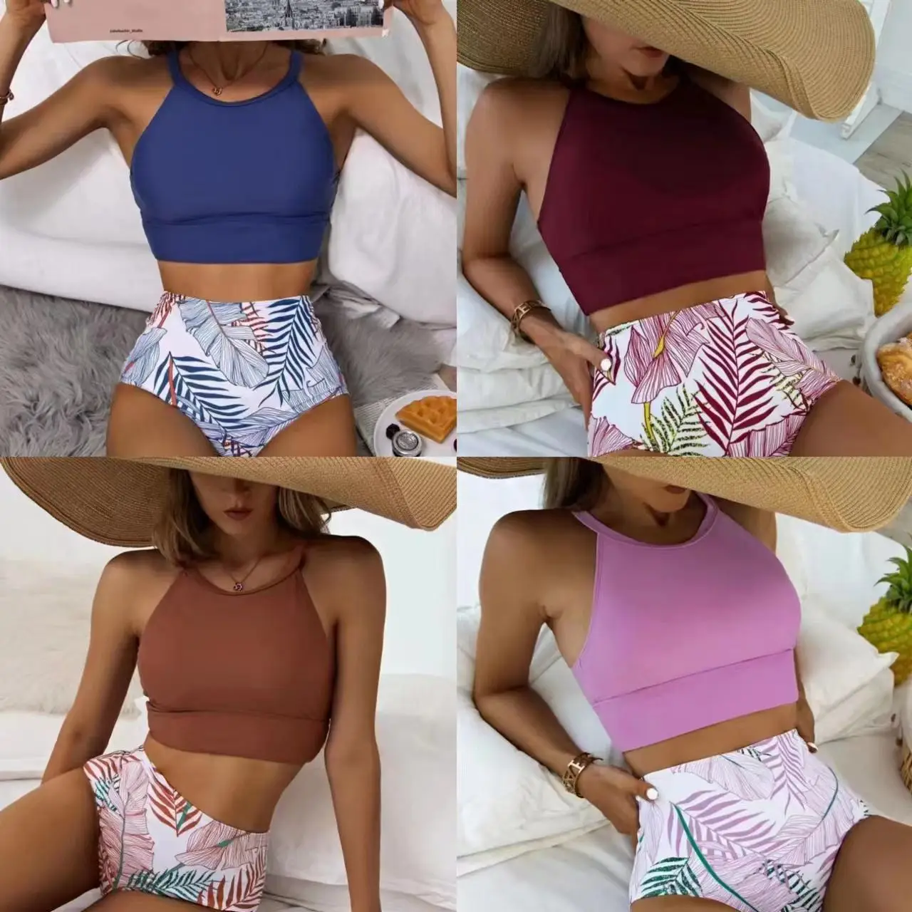 Hot selling 2024 new Custom Private Label Swimsuit Shiny Fabric Bathing Suits Sexy Bikinis Woman Swimwear