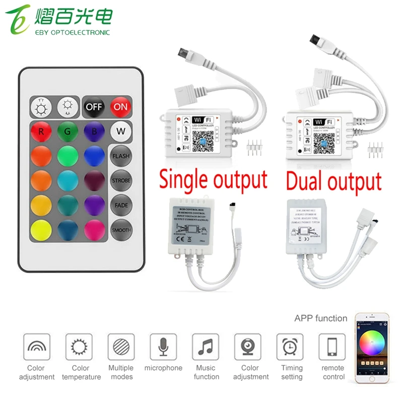 DC5V-28V RGB Tape SMD 5050 Led Wifi Controller WiFi IR LED Controller With Receiver Led Strip IR Remote LED Control