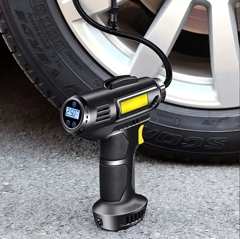 120W Car Air Compressor Wired Wireless Handheld Car Inflatable Pump With LED Light Portable Electric Automobiles Tire Inflator