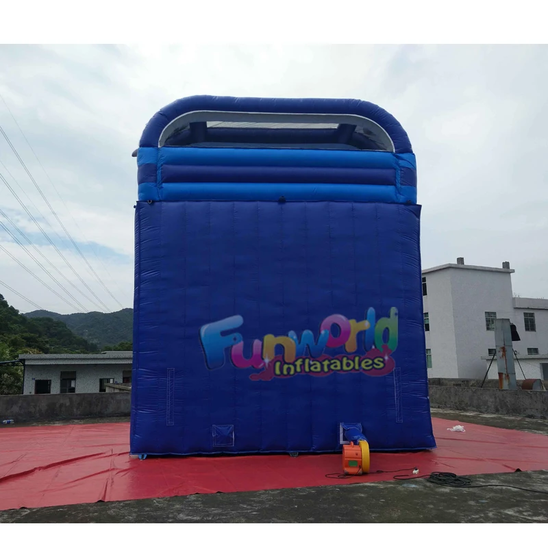 Blue Water Slide with Pool Inflatable Double lane slip Tropical