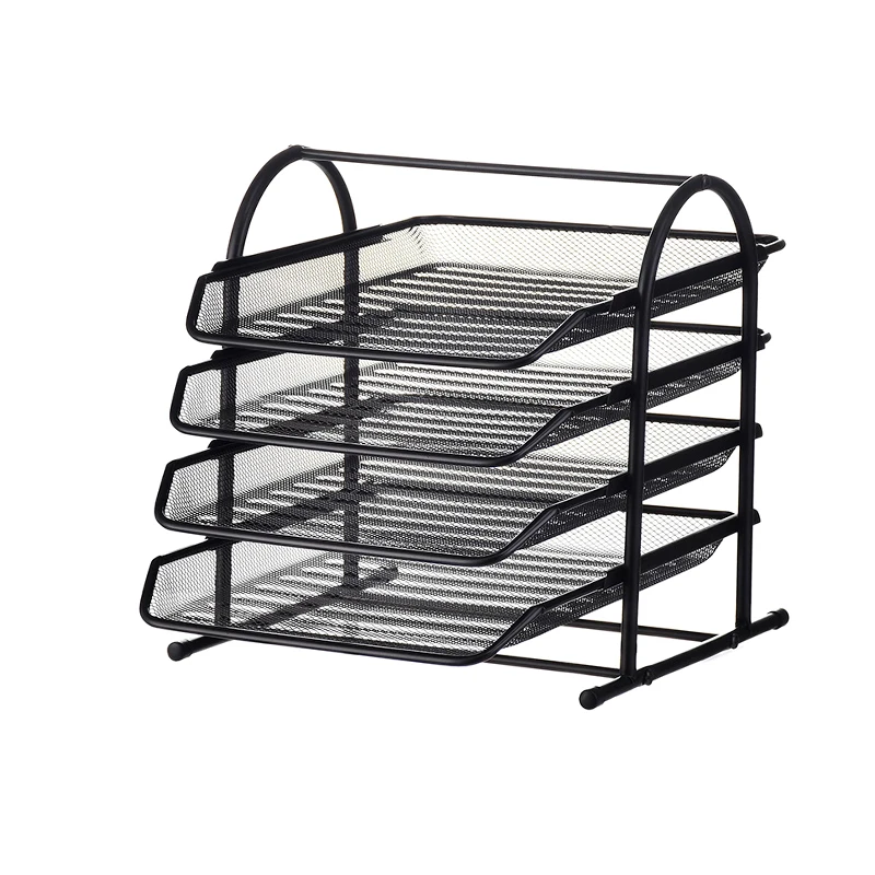 New Style Metal Document Shelf With Four-tier Document Trays For Office Desktop