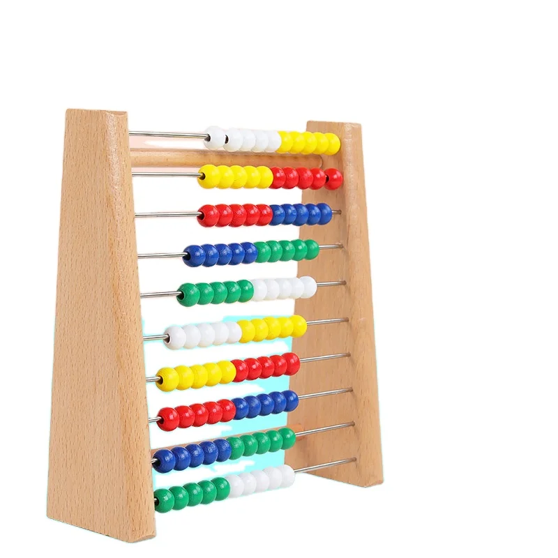 Rekenrek 100-Bead Wooden Frame Abacus For Kids Math (Ages 5+), Individual Student Counting Frame, White & Red Color Coded Beads