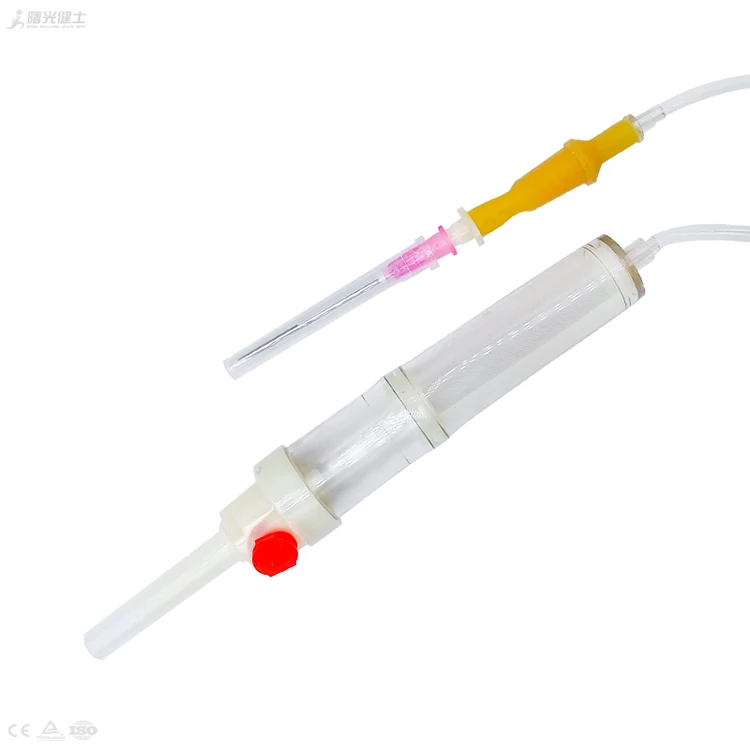 Chinese manufacturer Disposable sterile blood transfusion set with needle with injection port