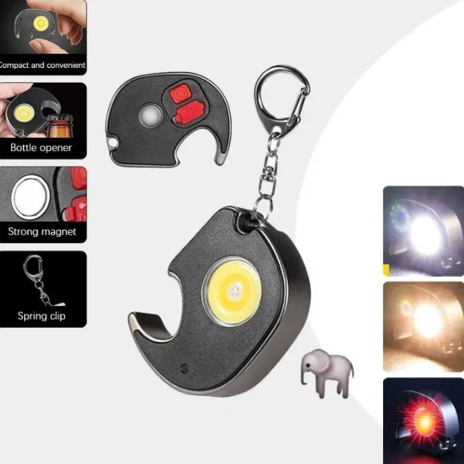 Hot selling USB charging with 7 lighting modes flashlight outdoor LED mini keychain light with strong magnet