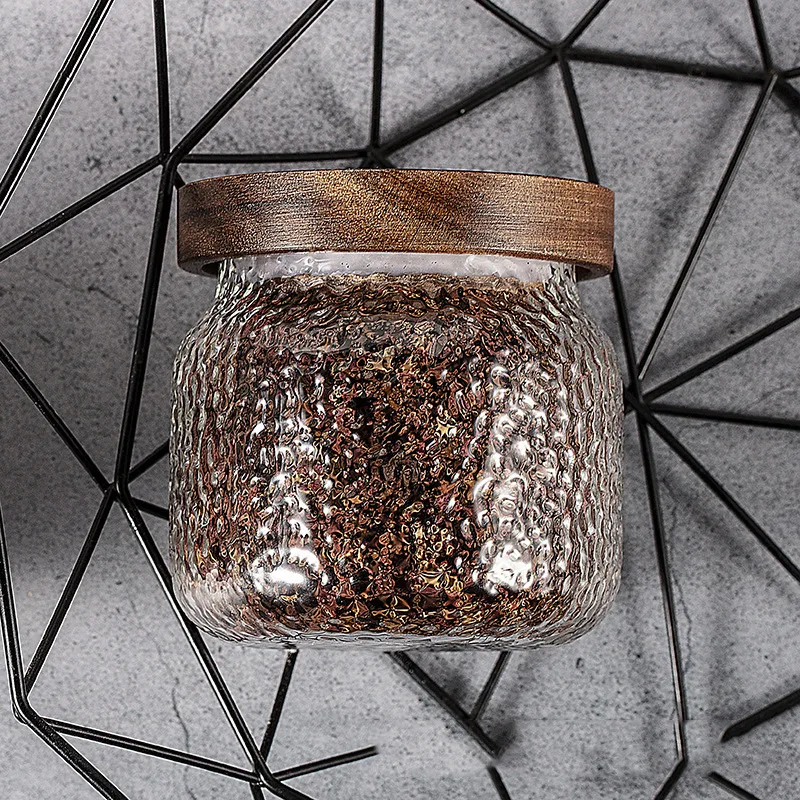 High Borosilicate Glass Food Storage Jars Dampproof Airtight Spice Jar Handmade Acacia Wood Lid Multifunction Glassware Logo