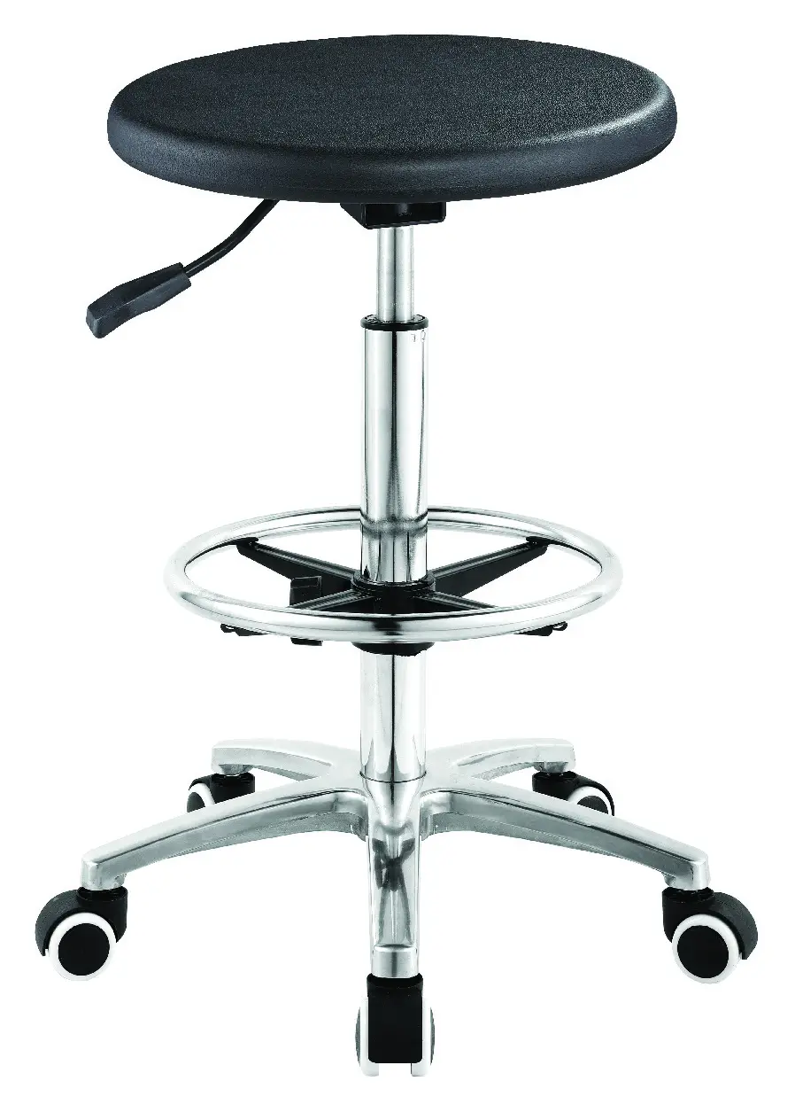Ergonomic Laboratory Furniture With Metal Legs Chairs ESD Standing Work Stool Foam Work Pedicure Stool Leather Chair