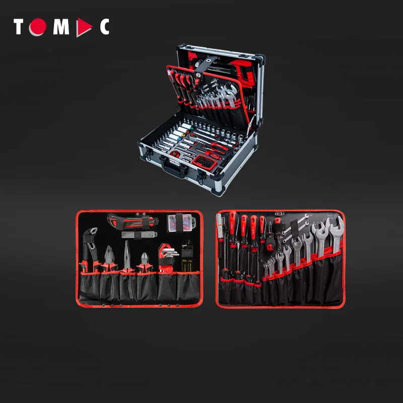 Tomac 7-Drawer Tool Cabinet with tools 283-Piece in Aluminum Case - Professional Rolling Mobile Workbench for truck tools repair