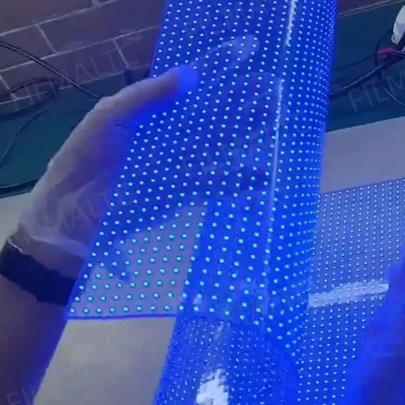 Outdoor P4 Transparent LED Display Full Color Transparent LED Curtain Film Display Led Display for Store