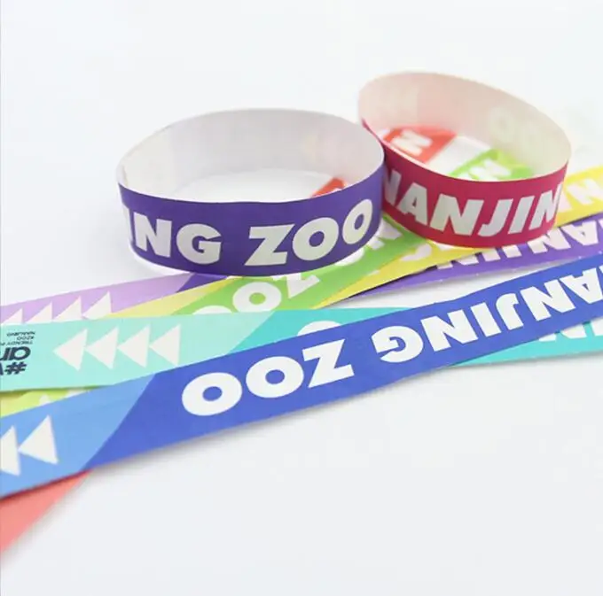 Customized One Time Use Disposable Bracelet Wrist Band Waterproof Plastic Tyvek Paper Wristband