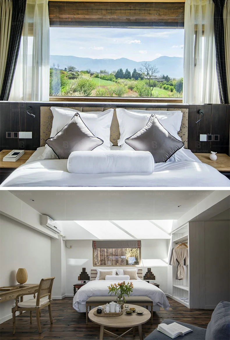 BFP Home Commercial Hotel Project Furniture Resort Villa Hotel Bedroom Furniture Solid Wood Style