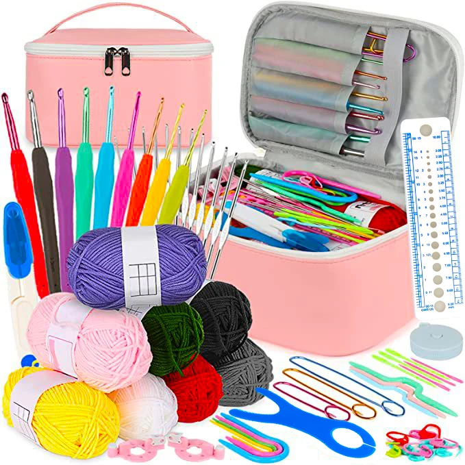 Aluminum Crochet Hooks Knitting Needle Crocheting Tools 62 Pieces Sewing Needle Kit With Bag