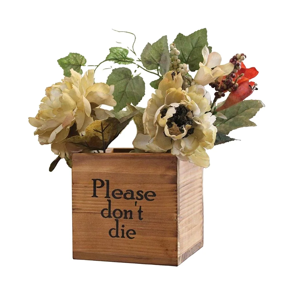 JUNJI Wooden Flower Pot Planter Flower Pot Designed for Outdoor & Indoor Home Decor Wooden Planter