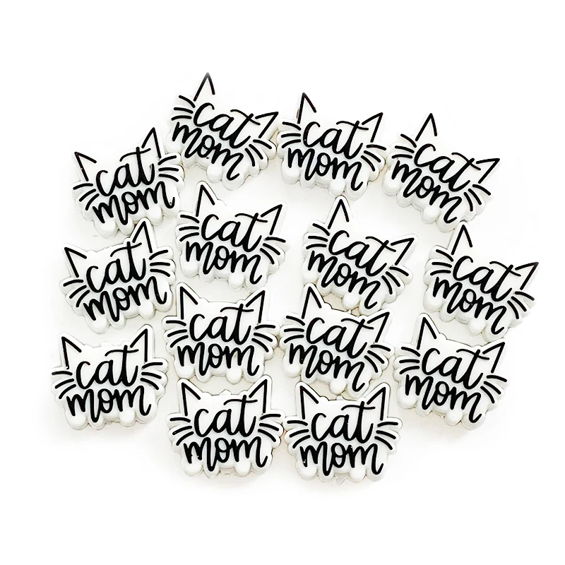 New cat mama baby teething silicone focal beads for pen making wholesale  design silicone focal beads