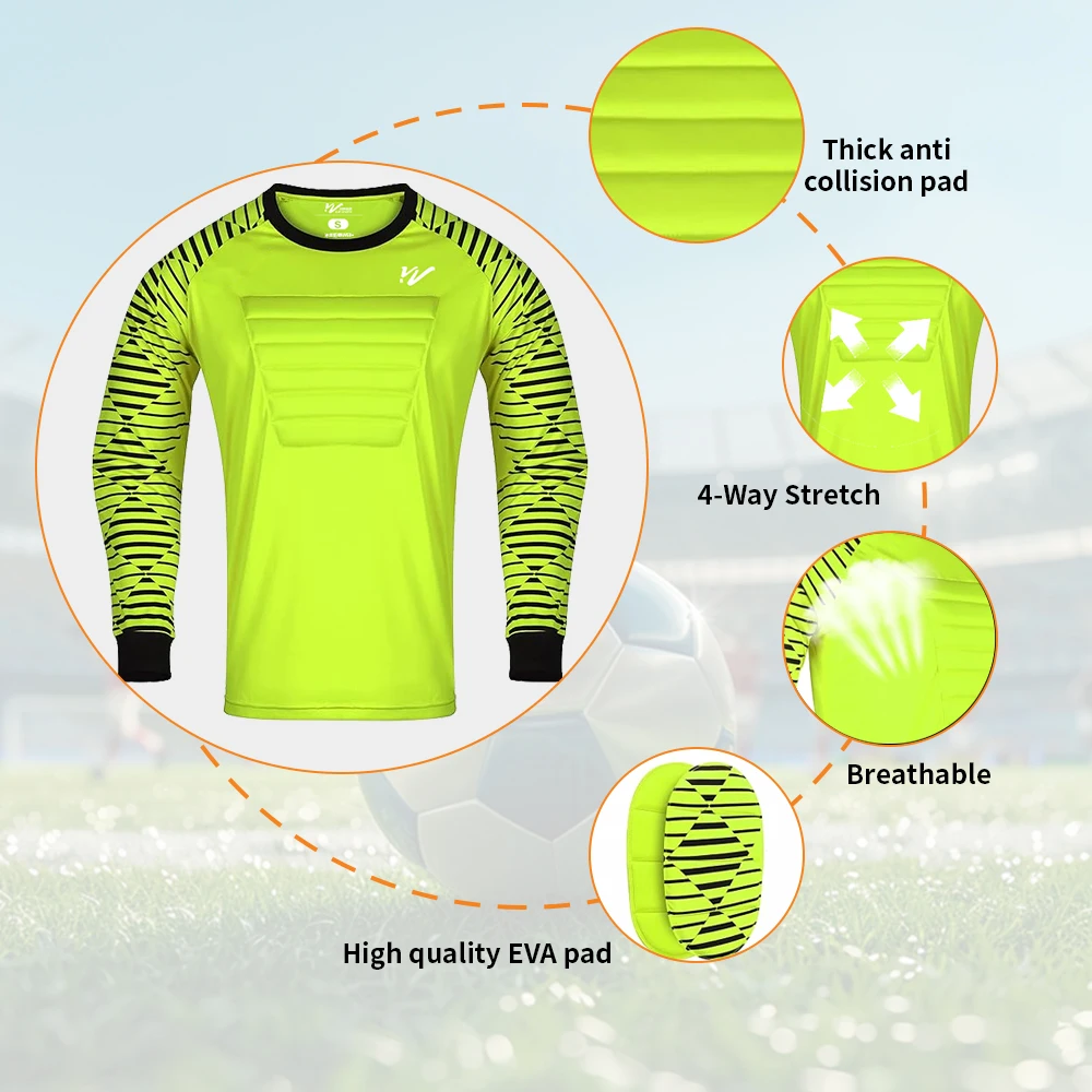 Custom Padded Goalie Jersey Soccer Goalie Shirt Personalized Goalkeeper Uniform Goalkeeper Kit for Kids Boys Youth Adults