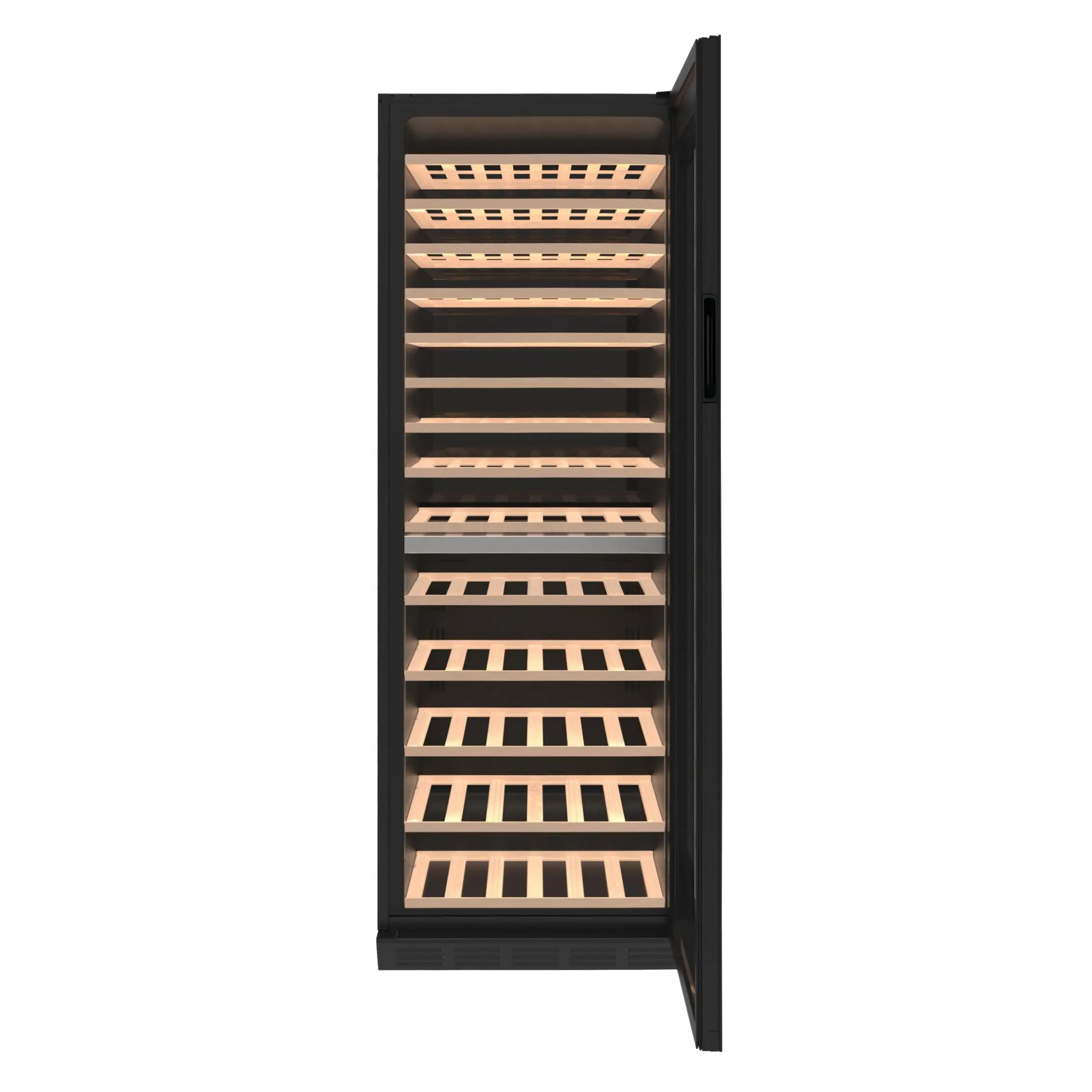 Factory Supply Double Zone Built-in 122 Bottles Beech Wooden Shelf Wine Fridge Wine Cooler Wine Cellar