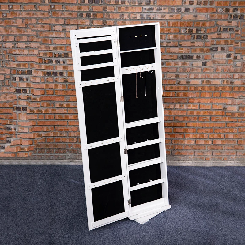 Door hanging full length floor standing jewelry mirror storage organizer cabinet supplier wooden with mirror