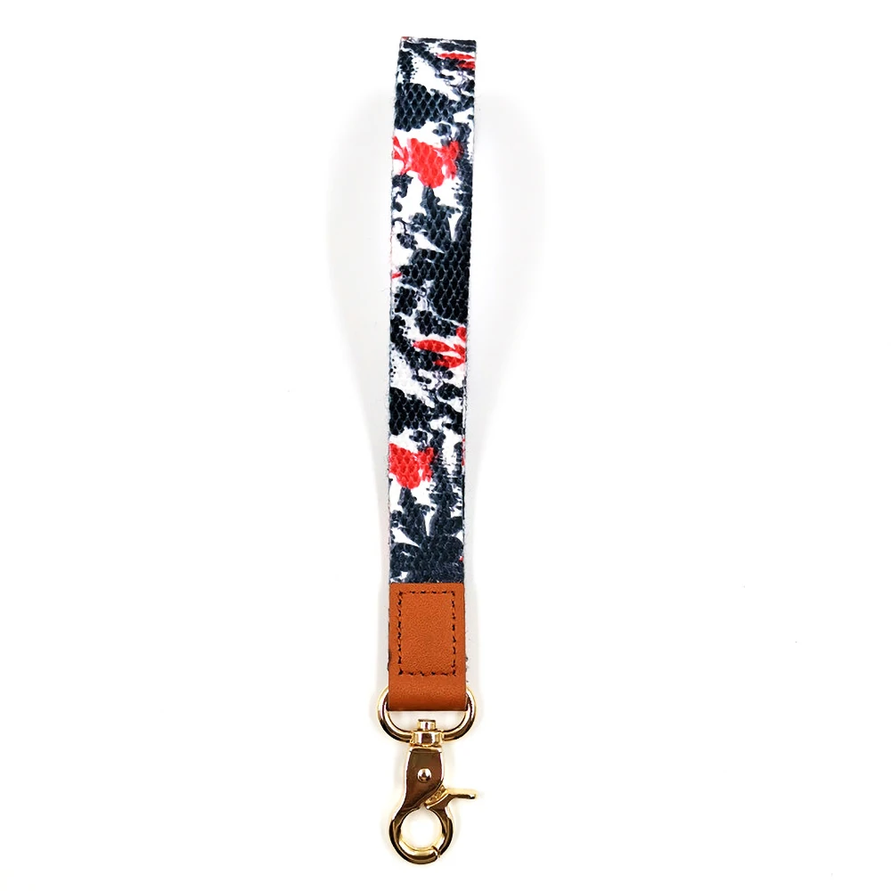 Stitch Polyester Short Wristlet Wrist Keychain Strap Lanyard New Key USB Nylon Bulk Sublimation Printed Logo Champion Custom Kid