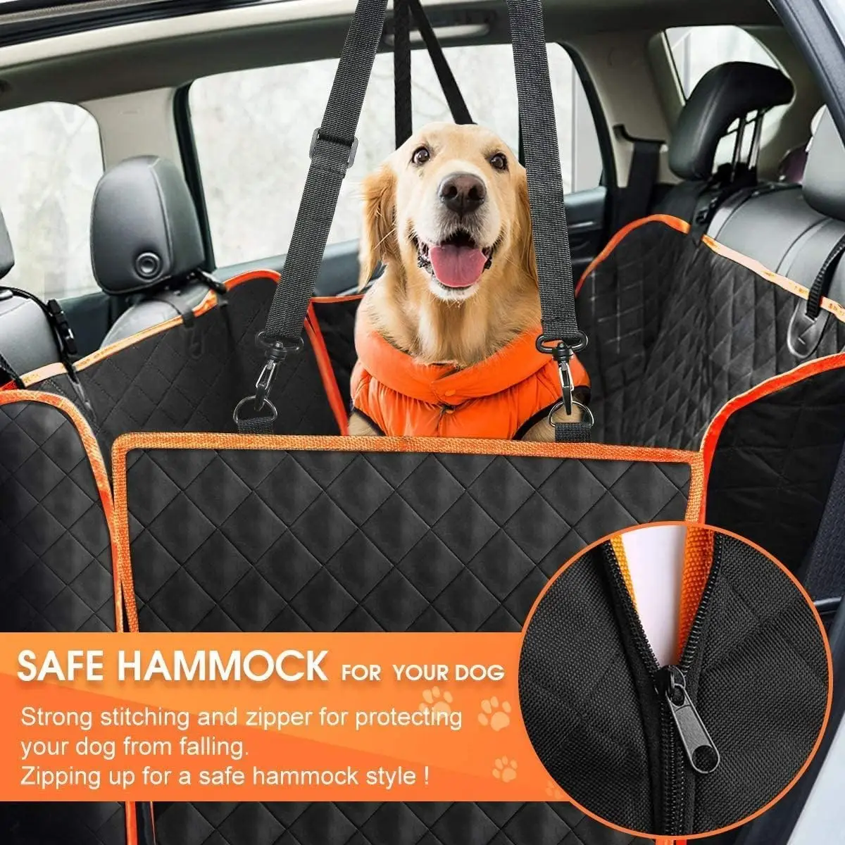 Dog Car Car Travel Bed Back Seat Extender Cover with Storage Pocket Waterproof Dog Hammock for SUV