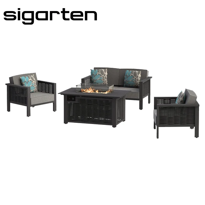 Sigarten One Stop Professional Collocation Fire Pit and Sofa Are Borne to be Matched PE Rattan Sofa Foshan Outdoor Furniture