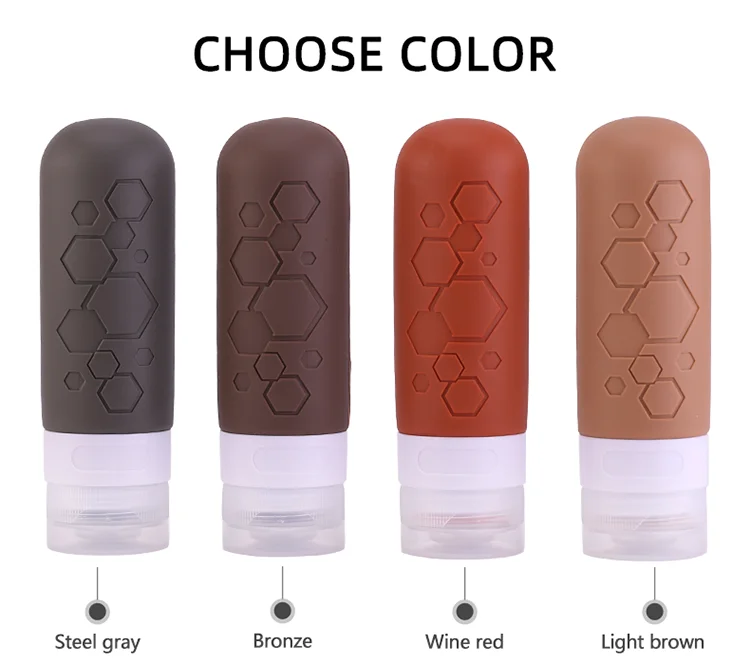 ZhongDing New 90ml 3oz Zipper PVC bag Travel Kit Bottles Silicone Travel Bottle Toiletries Travel Shampoo Bottle Set