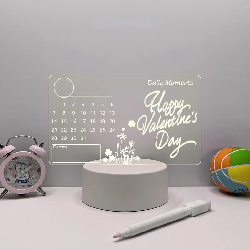 Acrylic Blank Writing Board Doodle Blank Acrylic Led Night Lamp USB Message Board Holiday Light With Pen 7 Color