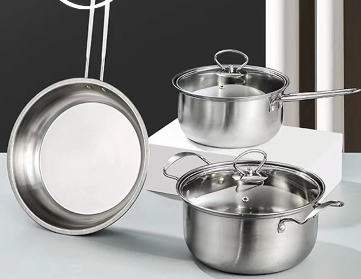 Factory Directly Stainless Steel Cookware Sets Granite Aluminum 3pcs Simple Kitchenware Set Non-Stick Cookware Granite