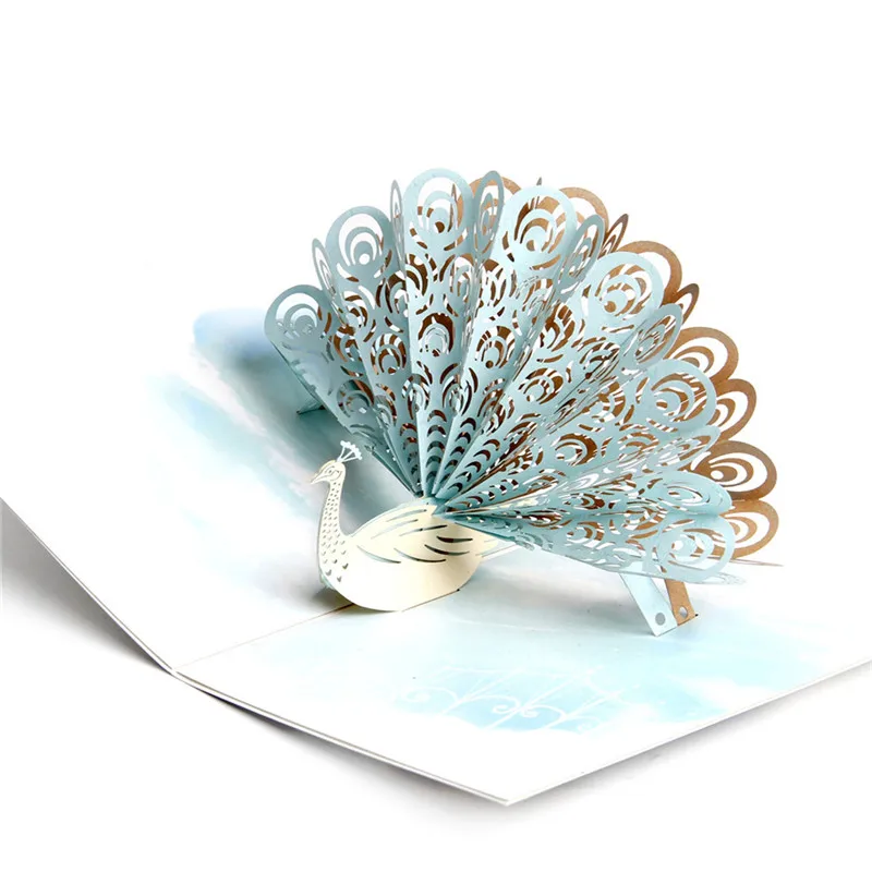 
Pop Up Greeting Cards Purple Peacock Birthday Cards Wedding Invitation Card with Envelope (Retro and Red Covers, Pack of 2) 