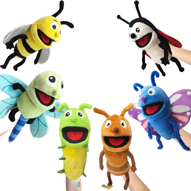 Allogogo 40cm Cartoon Insects Plush Hand Puppets Child Educational Story Telling Bee Butterfly Dragonfly Plush Puppet