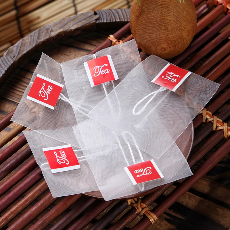 1000pcs/pack Biodegradable Drawstring Individual custom nylon empty tea packaging bag with string