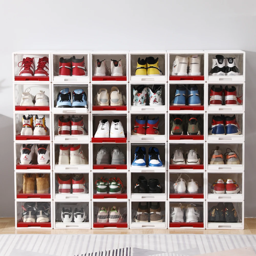 Factory direct plastic luxury mens clear shoe box storage