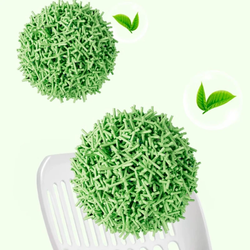 Manufacturer OEM Premium Easy Clean Plant Cat Sand Green Tea Scent 6l Eco Clean 2mm Stripe Shape Strong Clumping Tofu Cat Litter