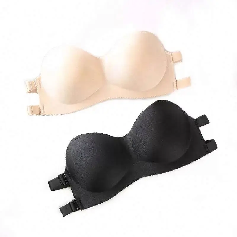 Factory wholesale quality sweet tube top closed gathered bra sexy goddess strapless seamless bra