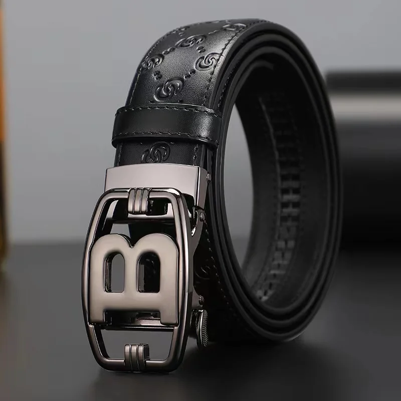 New Real Cowhide Automatic Buckle Belt Fashion Trend Business Leisure Durable for Men