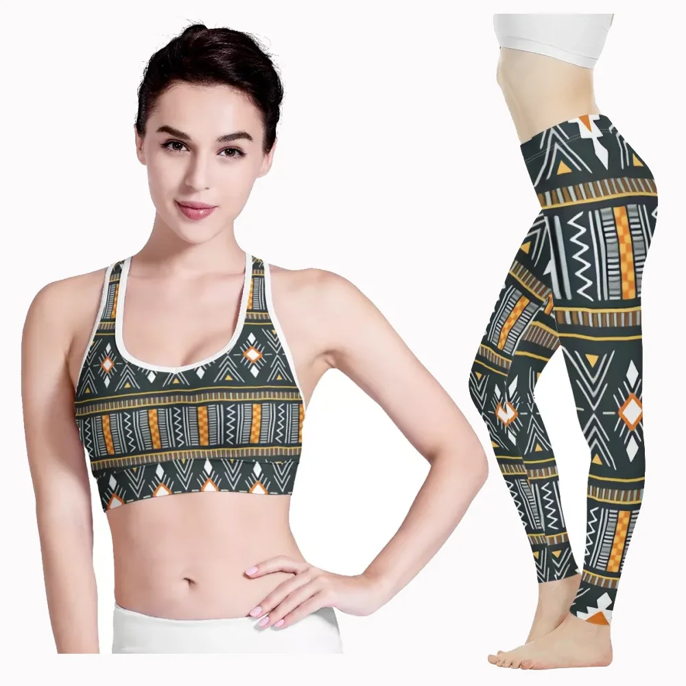 Africa Stretch Yoga Sets Stretch Pants and Bras Workout Clothing Sport Gym High Waist Fitness Ieggings Custom Women Yoga Suit