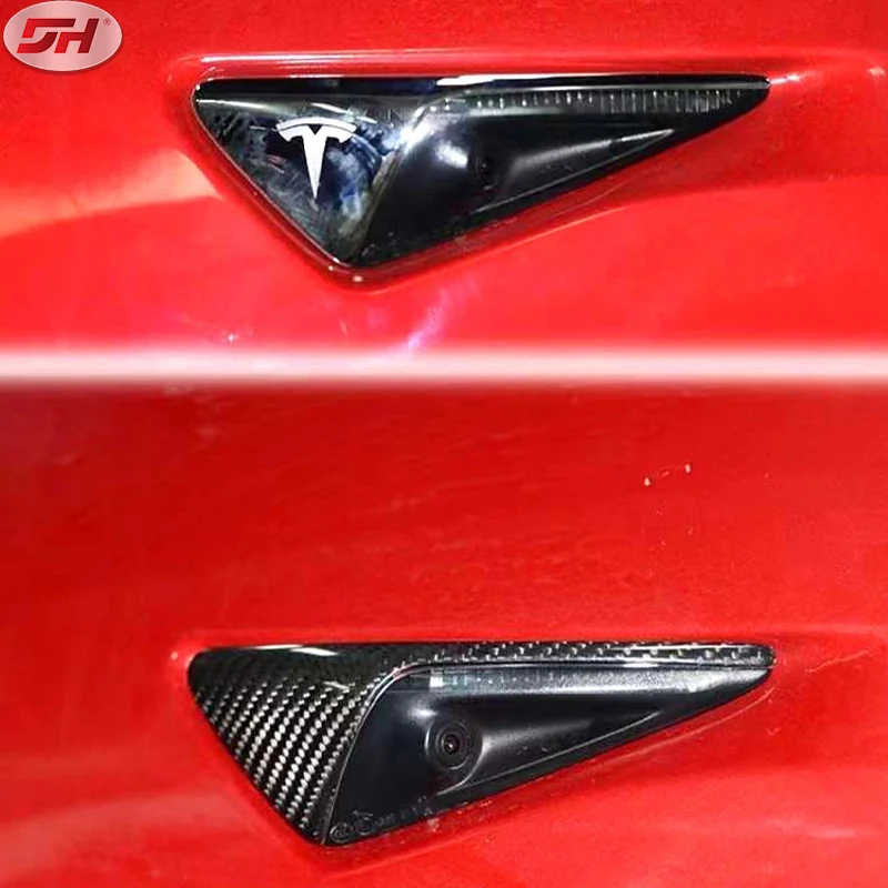factory price 2 pcs dry carbon paste fender camera trim for Tesla model 3 2020-up