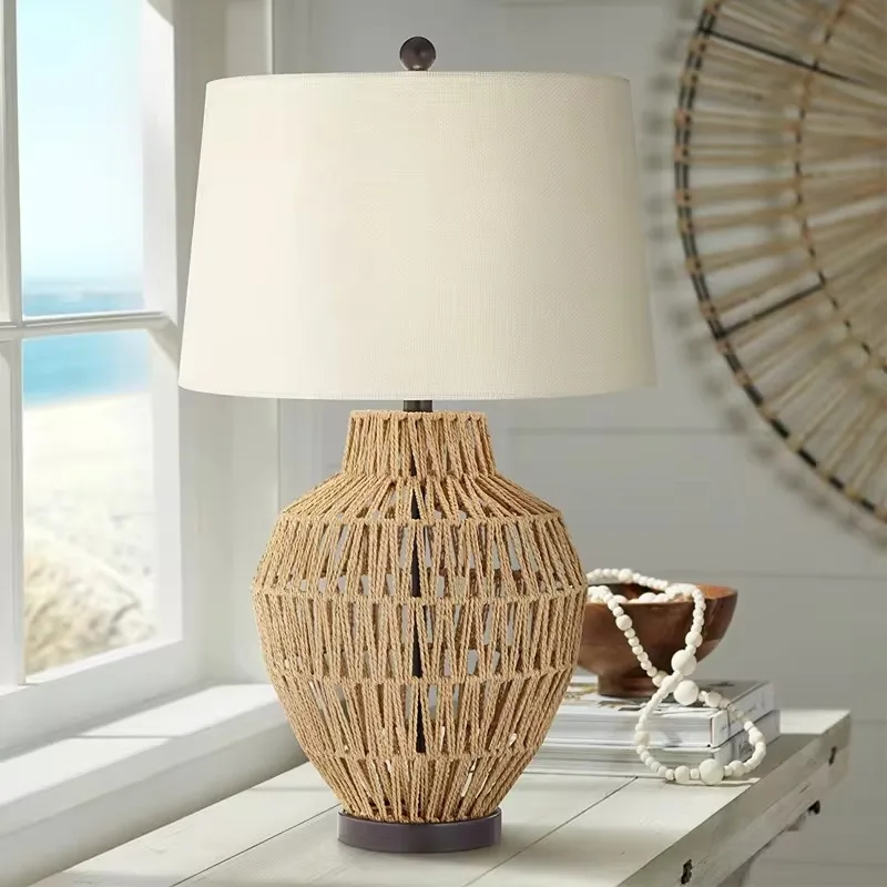 New Vine Weaving Nordic Modern Simple Classic Fashion Table Lamp Restaurant Bedroom Touchable Switch