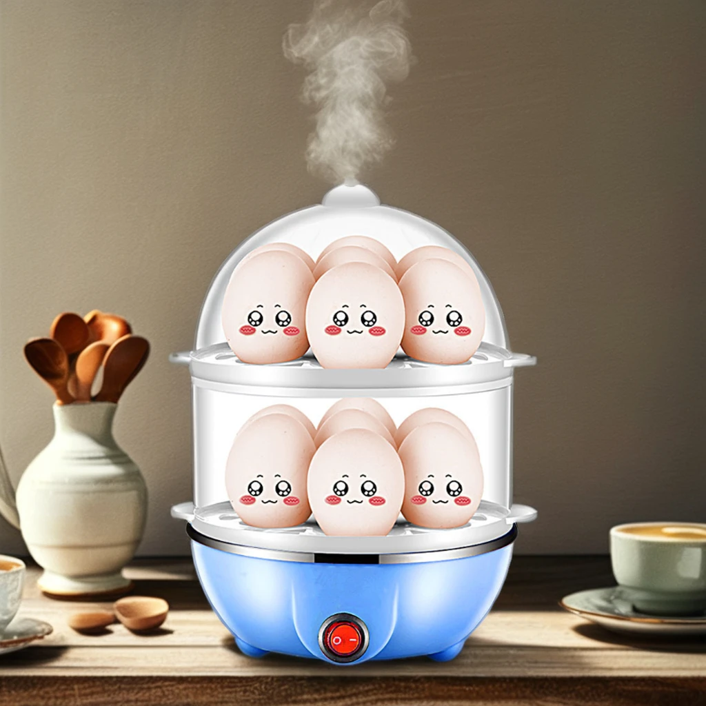 110V/220V Electric Egg Boiler Double Layer Multifunctional  Egg Cooker Corn  Custard Automatic Mini Steamer 14 Eggs Breakfast