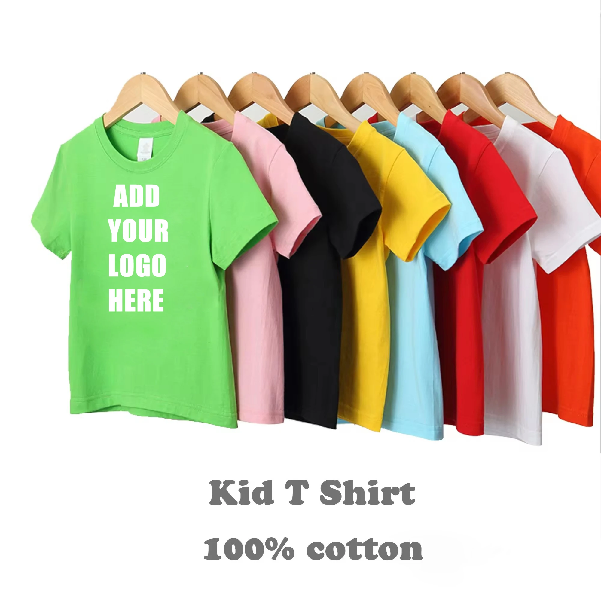Customize Children Boys Girls Plain TShirt With Logo Label Solid Color 100% Cotton T-shirt Screen Printed Custom t shirt kids