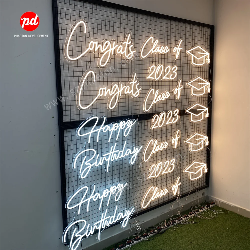 Graduation season custom led neon lights, graduation cap acrylic backboard neon sign for decoration