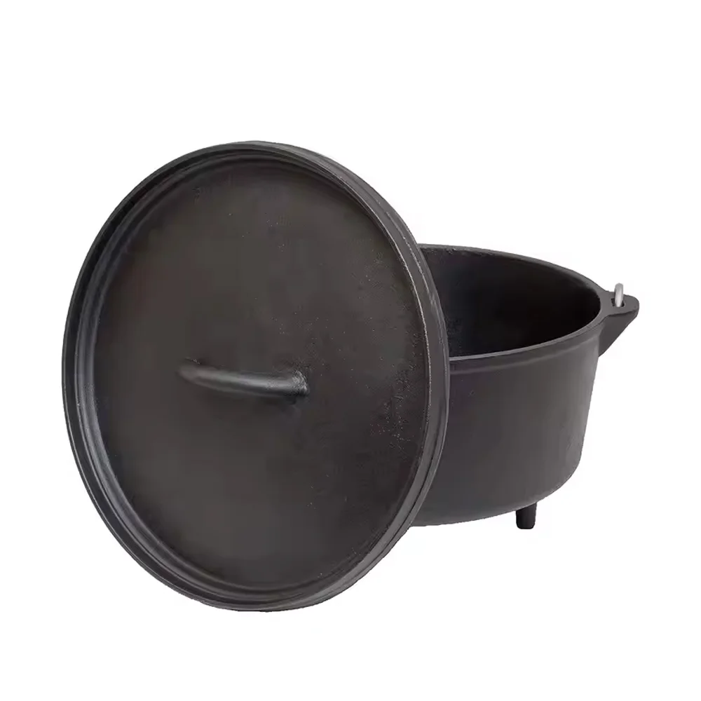 Cast Iron Dutch Oven with Enamel Coating Metal Lid Lifter & Storage Bag for Picnics for Camping