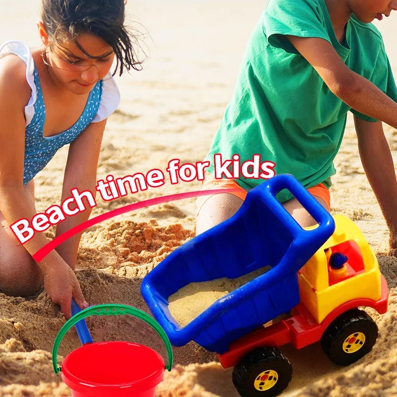 Summer Plastic Beach Sand Toy Set With Truck, Water Can, Shovel & Mold Outdoor Toys for Kids Smooth Edge