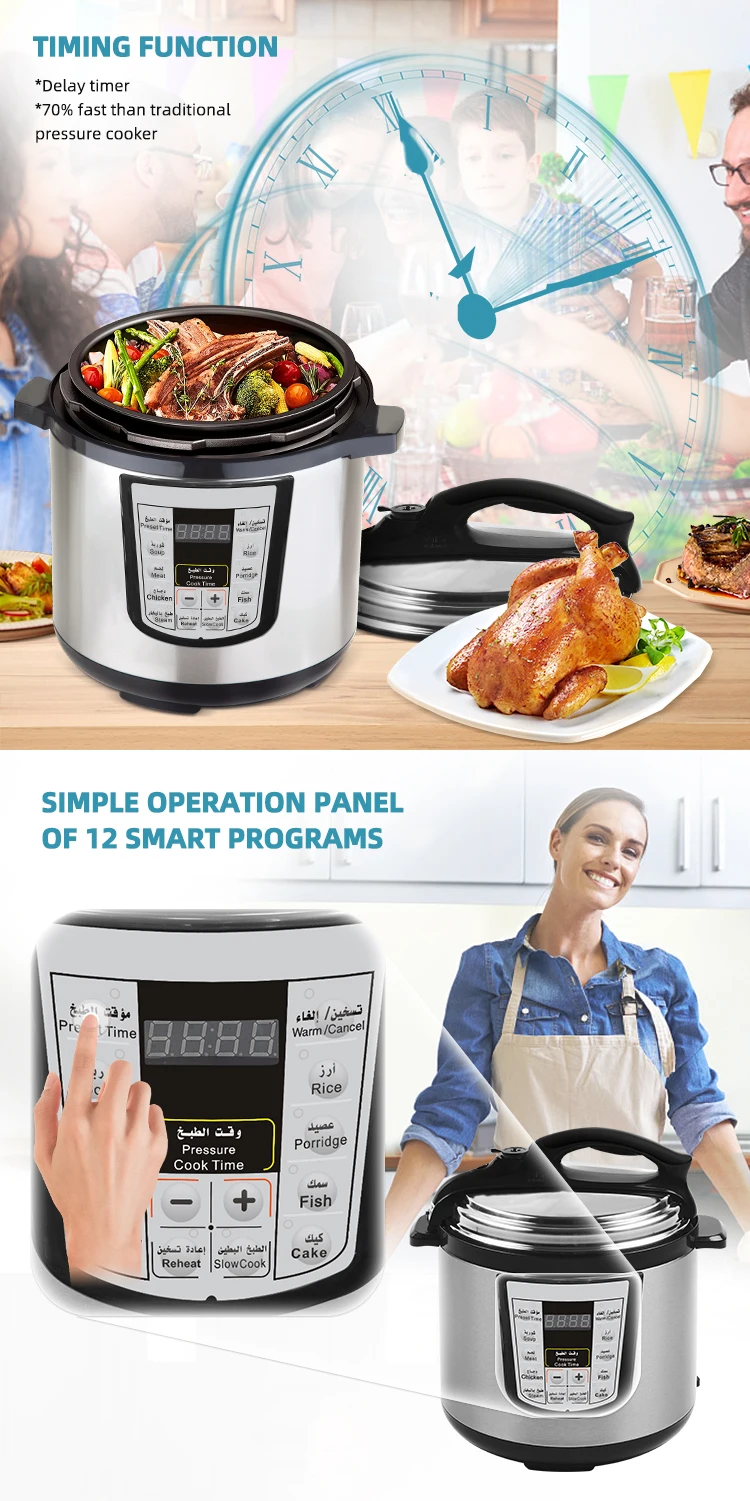 Custom fashion cooker fryer air Electric Pressure cooker 2-in-1 steam cooking pot Encode Control Panel
