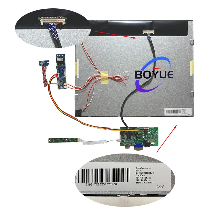 AUO 19 inch  FHD TFT-LCD 1280X1024 TFT LCD Module LVDS Interface custom screen displays  1000cd/m2 For automatic photosensitive