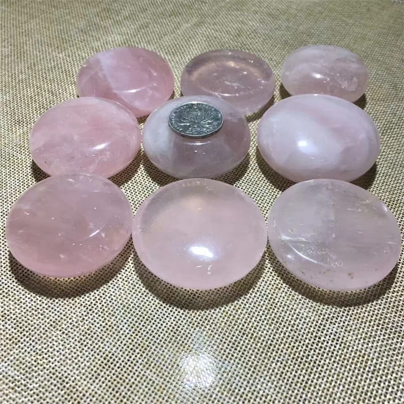 Cheap Price Natural Round Shape 4-5cm Rose Quartz Crystal Piece Palm Stone