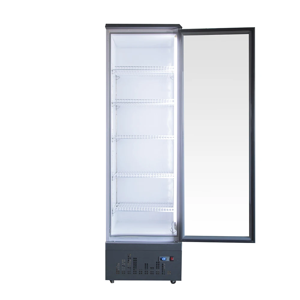 Commercial Two-Glass Door Beverage Refrigerator Upright LED Display Cooler Store Use Cold Drinks Red Bull Storage Restaurants