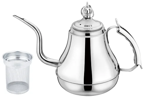 customization Stainless Steel Water Tea Coffee Pot with Infuser Strainer Teapot round shape 304 stainless steel tea kettle