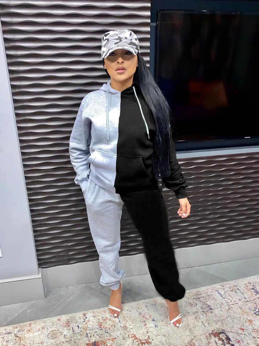  Shein Sport Color Block Letter Hoodie Pink Fall Clothing Jogger Sweat Pants Tracksuits 2 pc Women Winter Two Piece Sweatsuit