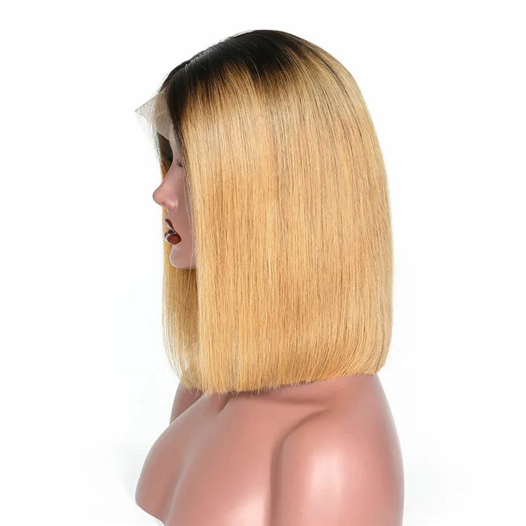 various color cheap bob  human hair closure Wigs 13*4 Human Hair lace front  wig short bob  remy Hair Wig